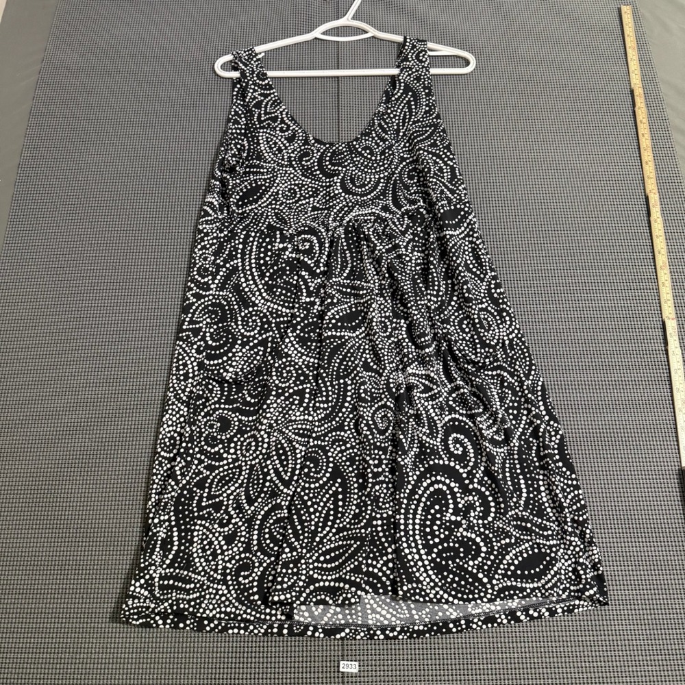 Apt. 9 Womens Black White Dotted Paisley Empire Waist Sleeveless Dress Size L